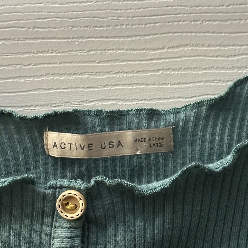 Women's Teal Ribbed Blouse